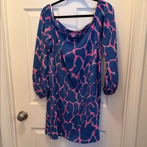 Lilly Pulitzer Blue and Pink Long Sleeve Dress